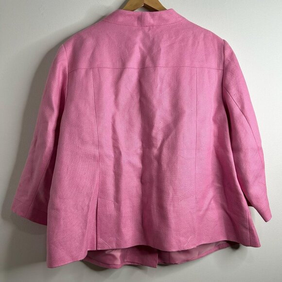 Talbots Jacket Blazer Jacket Womens 22W Pink Linen Button Front‎ 3/4 Sleeve - Picture 5 of 9